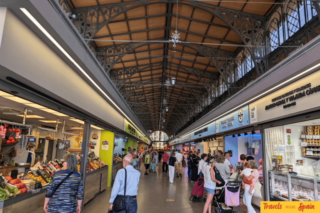 Interior of a historic market building in Zaragoza
